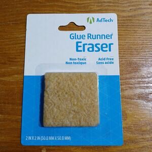 AdTech Glue Runner Eraser new in package Non-Toxic Acid Free 2" x 2"